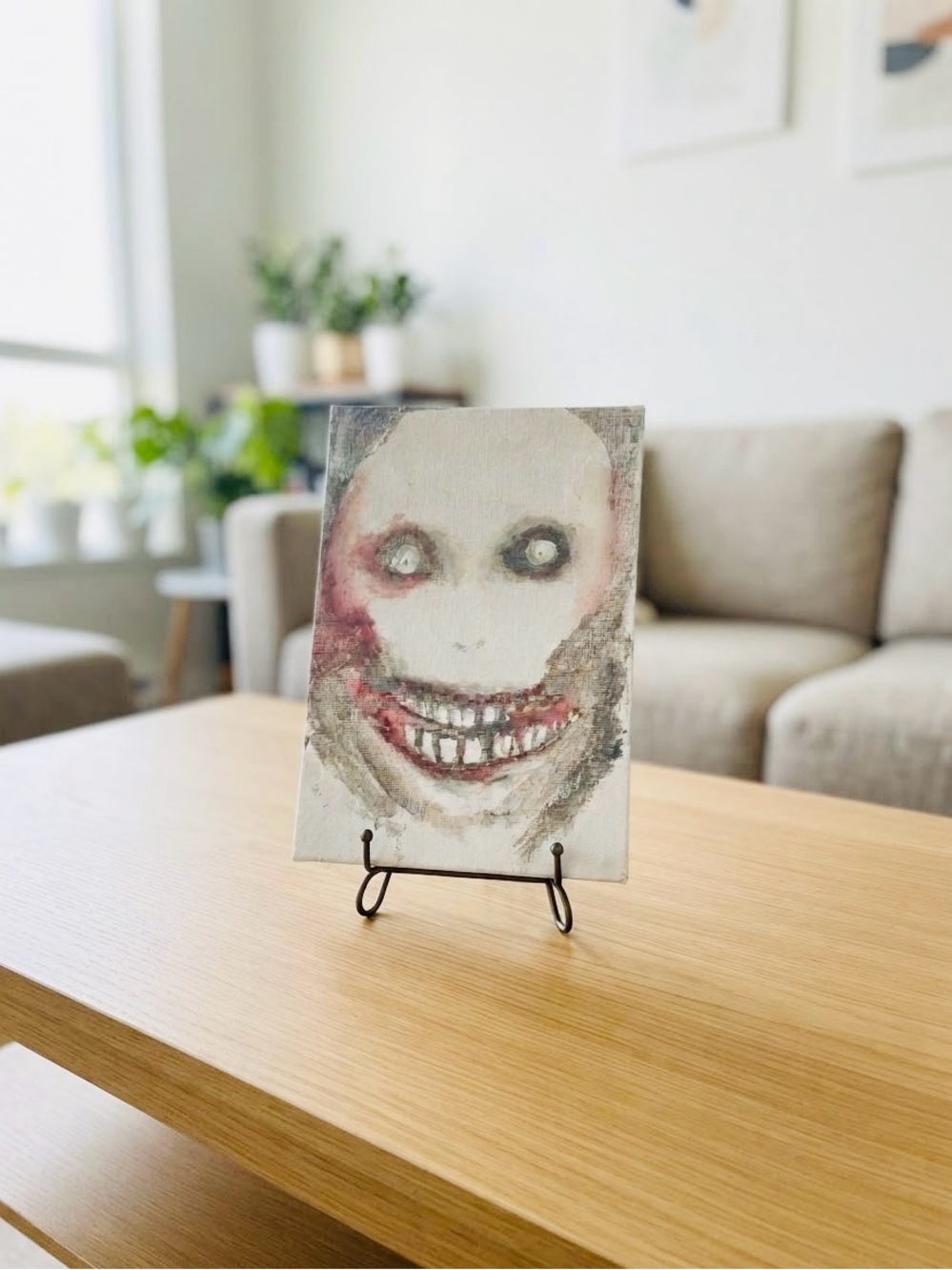 Jeff the Killer Abstract Smile on a 5x7 Canvas- Unframed